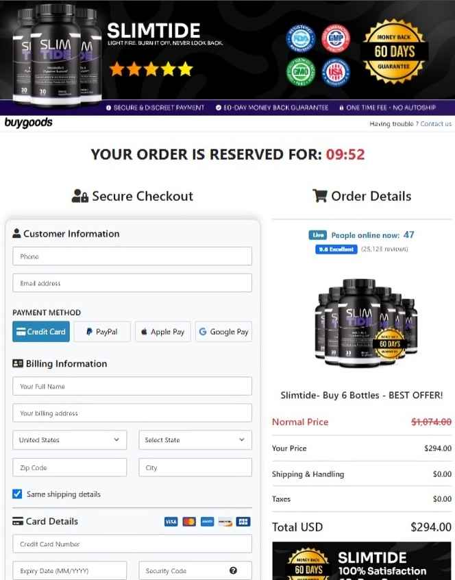 Slim Tide - Secure Checkout Page